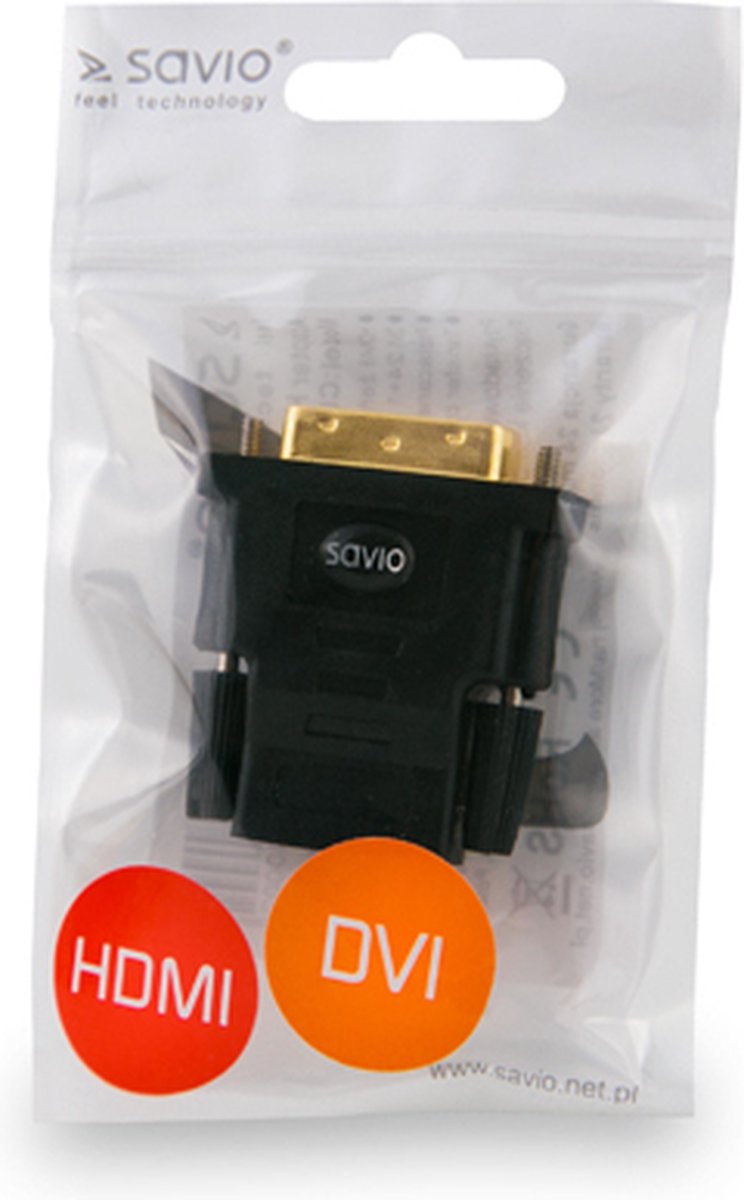 Savio CL-21 tussenstuk voor kabels DVI HDMI Zwart