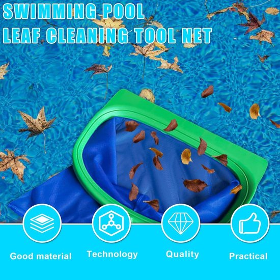 Diep vangnet met fijnmazig net voor op de grond - dubbel laags diep schepnet - extra stabiel plastic frame voor zwembaden vijvers spa's visvijvers waterparken — afbeelding 2