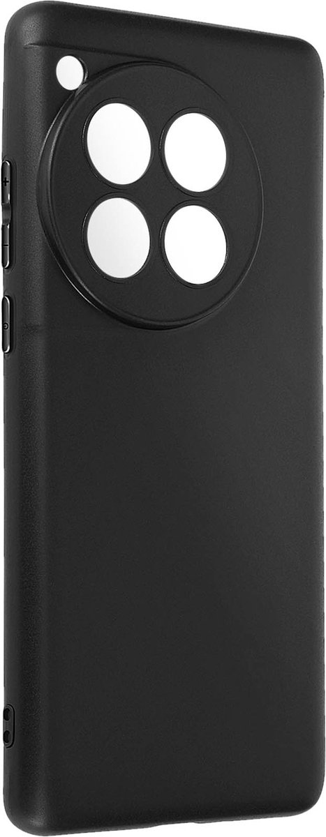 Avizar Hoes Geschikt voor OnePlus 12 / OnePlus 12R Siliconen Mat Camerabeschermer, Zwart