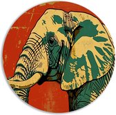 Olifant muurcirkel - Dieren wandcirkel - Wandpaneel Achtergrond - Wanddecoratie modern - Wandcirkels - Wanddecoratie woonkamer muurcirkel forex 50x50 cm