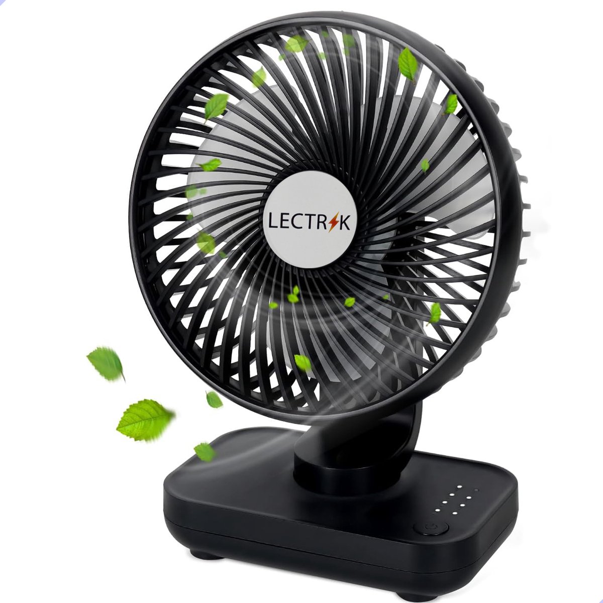 Ventilator - Tafelventilator Zwart - Draadloze Fan - USB - Oplaadbaar - 5.000 mAh - 4 Standen - Klein & Geruisloos