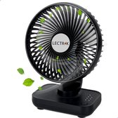 Mini Ventilator - Kleine Tafelventilator Zwart - Draadloze Fan - USB - Oplaadbaar - 5.000 mAh - 4 Standen - Klein & Geruisloos