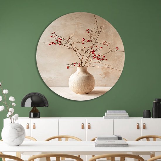 Cercles muraux vase - Cercles muraux Object - Cercle mural Branches - Décoration murale classique - Plaque murale - Accessoires de bureau cercle mural aluminium 50x50 cm