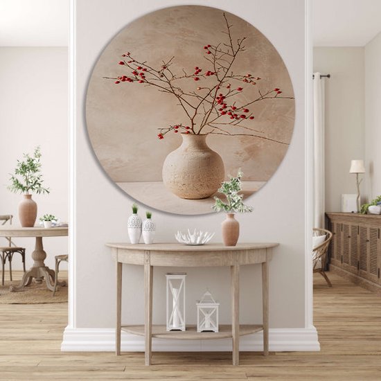 Cercles muraux vase - Cercles muraux Object - Cercle mural Branches - Décoration murale classique - Plaque murale - Accessoires de bureau cercle mural aluminium 50x50 cm
