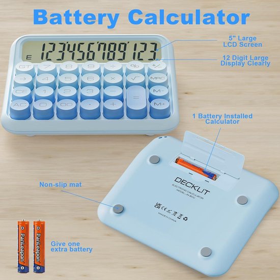 Bureau calculator 12 cijfers met dubbele voeding Lexibook