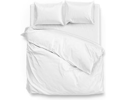 Zohome Dekbedovertrek Satinado - Effen Bedlinnen - 260x220 - Wit - Dekbedhoes van 100% Katoen-Satijn