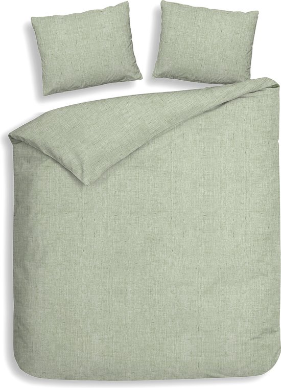 Heckettlane Franela Housse de couette - Lits jumeaux - Flanelle - 260x200-220cm - Vert