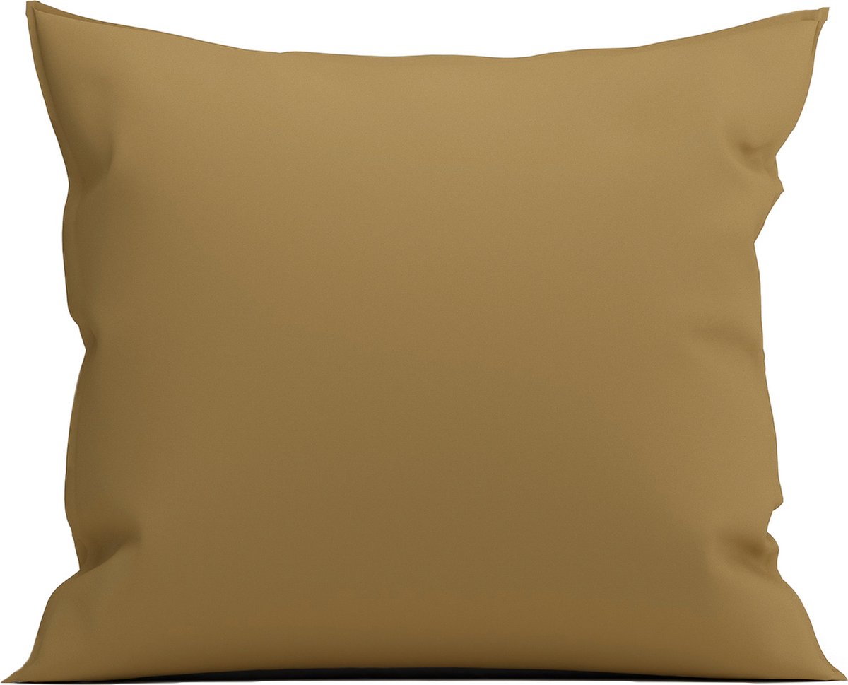 Yellow Kussensloop Percale - Kussenhoes van 80x80 cm - 1 stuk - 100% Katoen-Perkal - Bruin