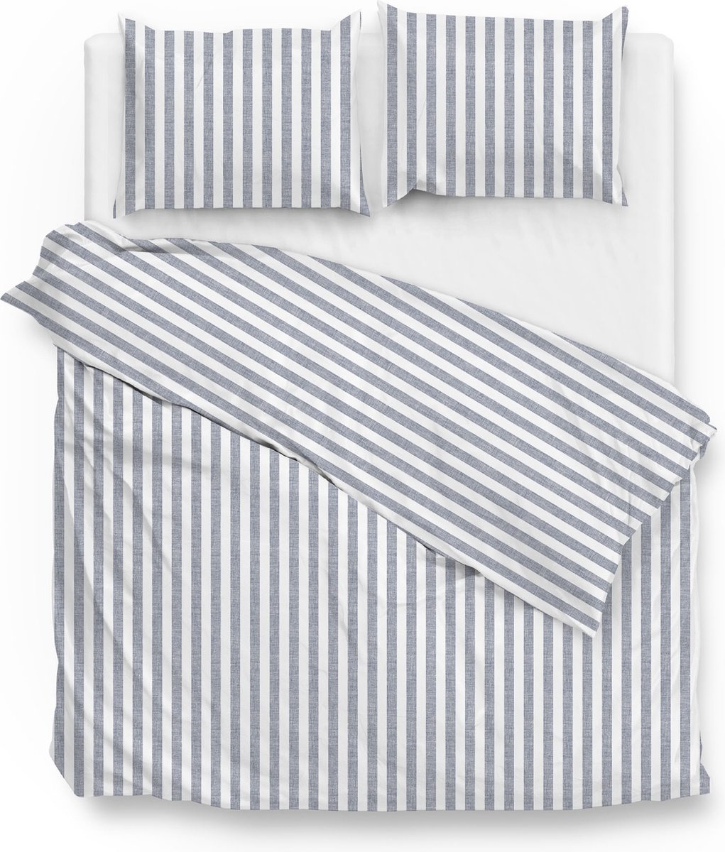 Zohome Dekbedovertrek Banda-di-Lino - Bedlinnen met Strepen - 240x220 - Blauw - Dekbedhoes van 100% Katoen