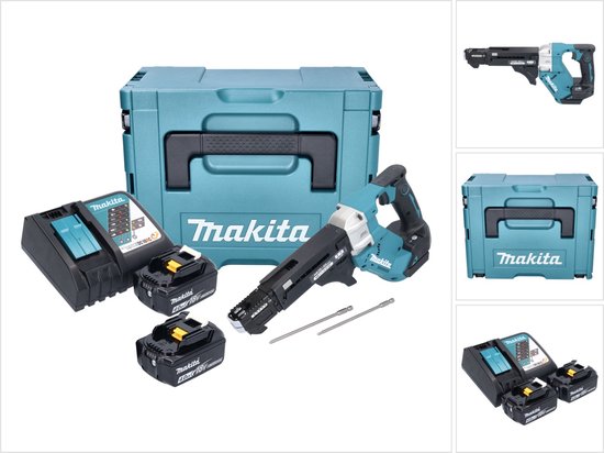 Makita DFR 551 RMJ accu-magazijnschroevendraaier 18 V 25 - 55 mm borstelloos + 2x accu 4.0 Ah + lader + Makpac