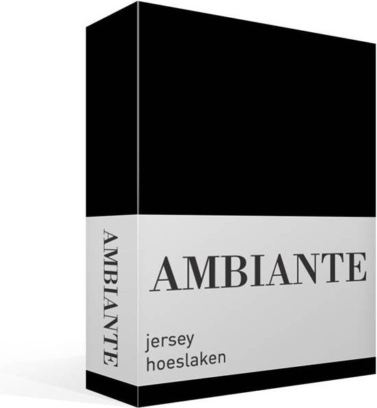 Verpakking van een zwart Ambiante jersey hoeslaken.