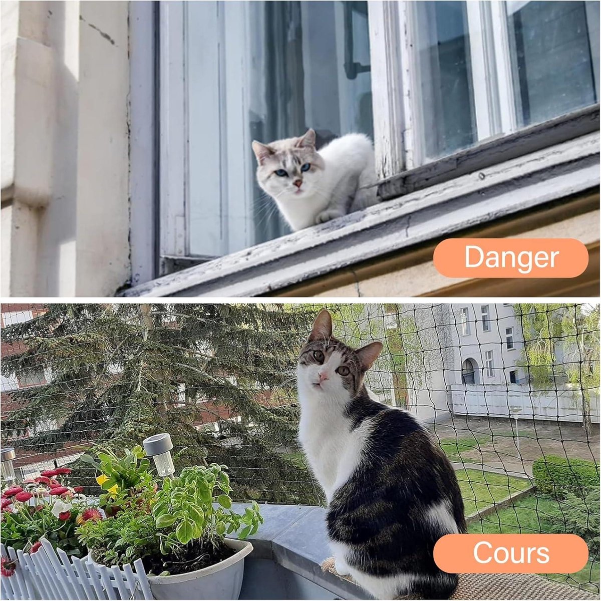 WOOWOOD kattennet voor balkon, extra draadversterkt, balkon