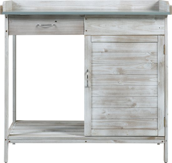 Table de travail de jardin Aliano table d'empotage 98x48x94 cm gris casa.pro