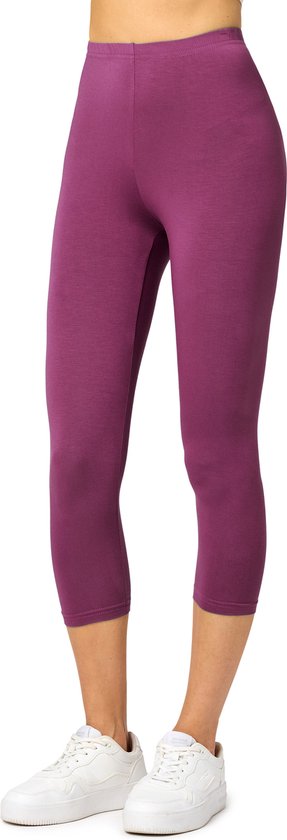 Merry Style MS-MS10-144-LE Dames Capri Leggings - Sport - Vrijetijdsbroek - 3/4 Lengte - Viscose - Sporbroek - Yogabroek - Wijnrood - L