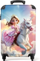 Bol.com NoBoringSuitcases.com® - Kinderkoffer meisje - Prinses op witte eenhoorn - Kindertrolley meisjes - Handbagage koffer lic... aanbieding