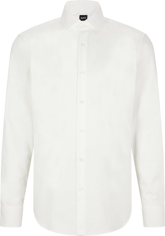 BOSS Joe regular fit overhemd - structuur - wit - Strijkvriendelijk - Boordmaat: 38