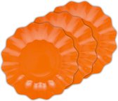 Givi Italia Feestbordjes/gebaksbordjes - schulprand - 24x - oranje - rond - papier/karton - 21 cm - kinderfeestje