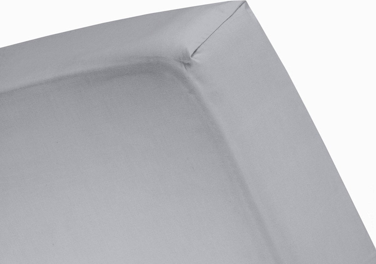 YOON hoeslaken katoensatijn zilvergrijs - 140x200 cm - GOTS gecertificeerd 100% katoensati