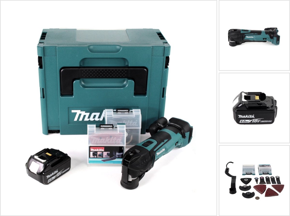 Makita DTM 51 G1JX2 accu multifunctioneel gereedschap 18 V + 1x oplaadbare accu 6.0 Ah + 39-delige accessoireset + Makpac - zonder oplader
