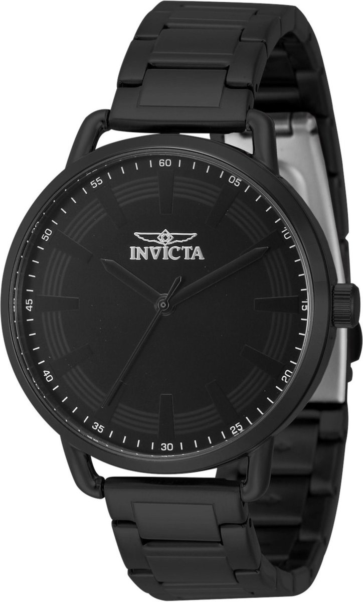Invicta Wildflower 46333 Dames Horloge - Waterdicht - Analoog - Quartz Uurwerk - Roestvrij Staal met zwarte Wijzerplaat - 38mm