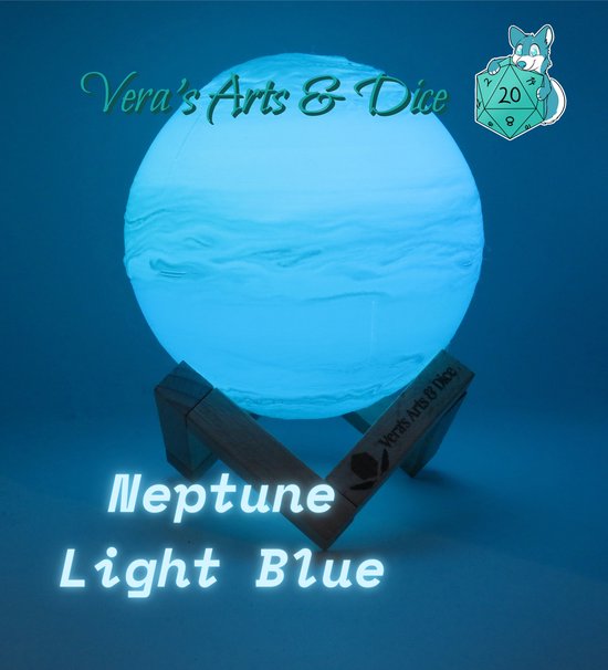 Neptunus Lamp - Vera's Arts & Dice - 16 Verschillende Kleuren - Planeet Lampen - LED Lamp - Oplaadbaar Dimbaar Stroboscoop Effect Mogelijk Aanraak Gevoelig Afstandsbediening - 3D Print Handmade - Lampen Sfeerverlichting - Slaapkamer Woonkamer van Merkloos — afbeelding 5