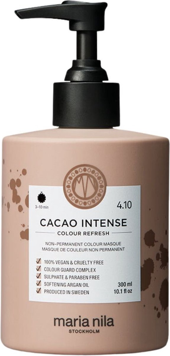 Maria Nila Colour Refresh 300ml - Cacao Intense 4.10 - Voedend kleurenbom masker - Hydrateert en vermindert kroezen voor een zijdezacht en glanzend resultaat