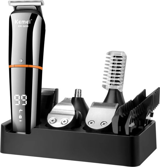 Kemei Baardtrimmer - Body groomer - 6 in 1 - Voor mannen - Waterdicht - Voor baardhaar - Hoofdhaar - Lichaamshaar