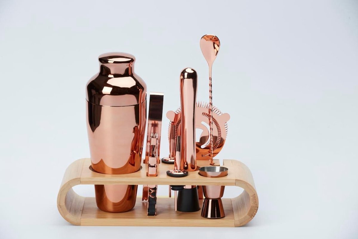 10-delige Cockailset Roestvrij Staal Met Shaker Bartending en Cocktailkit voor thuisbar Rose Gold cocktail shaker rose gold