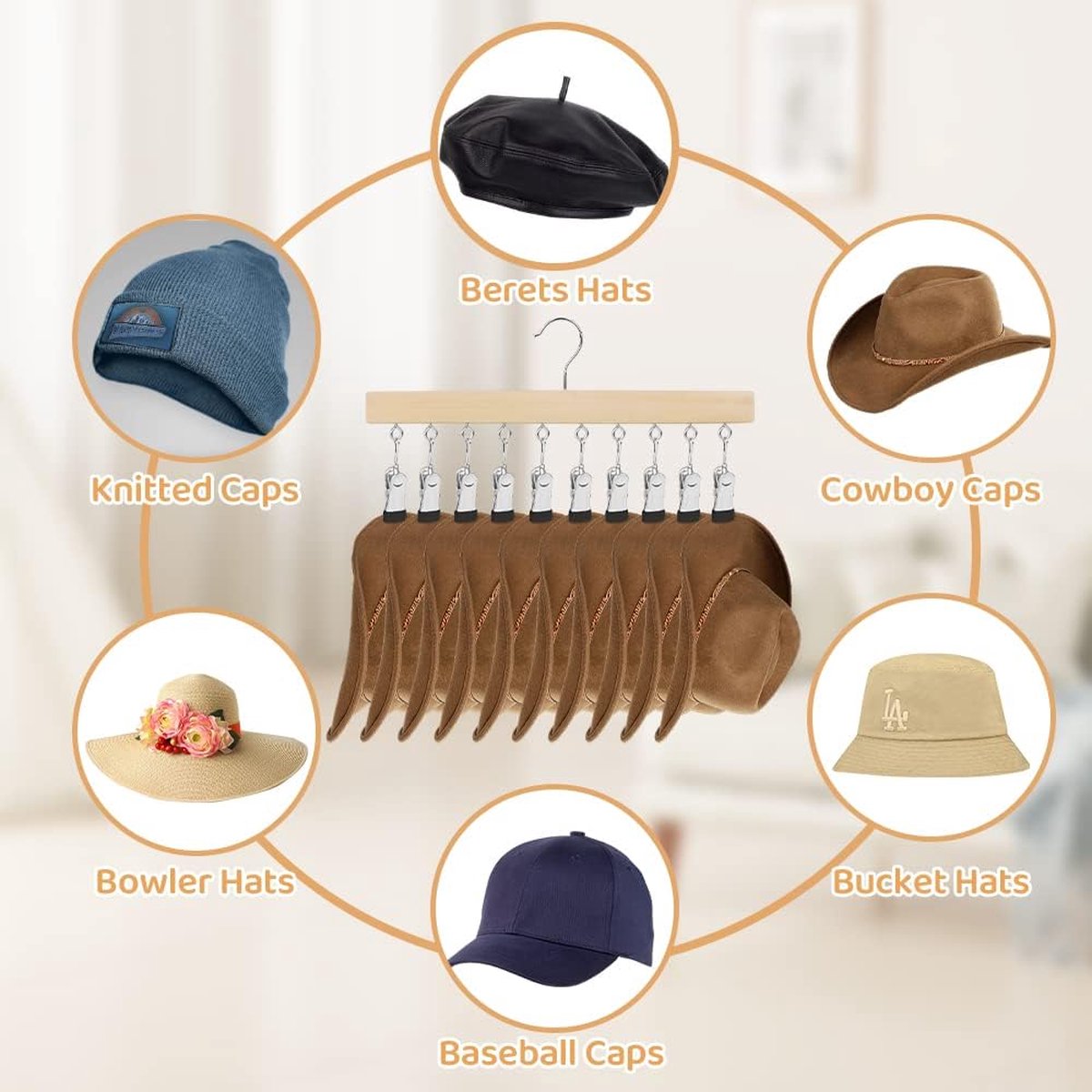 Lot De 2 Séchoirs À Chaussettes En Bois, Coupe-Vent, Avec 10 Clips Pour