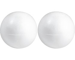 2x Stuks hobby/DIY holle piepschuim bal/bol 25 cm 2 halve schalen - Knutselen basis materialen - Hobby materiaal