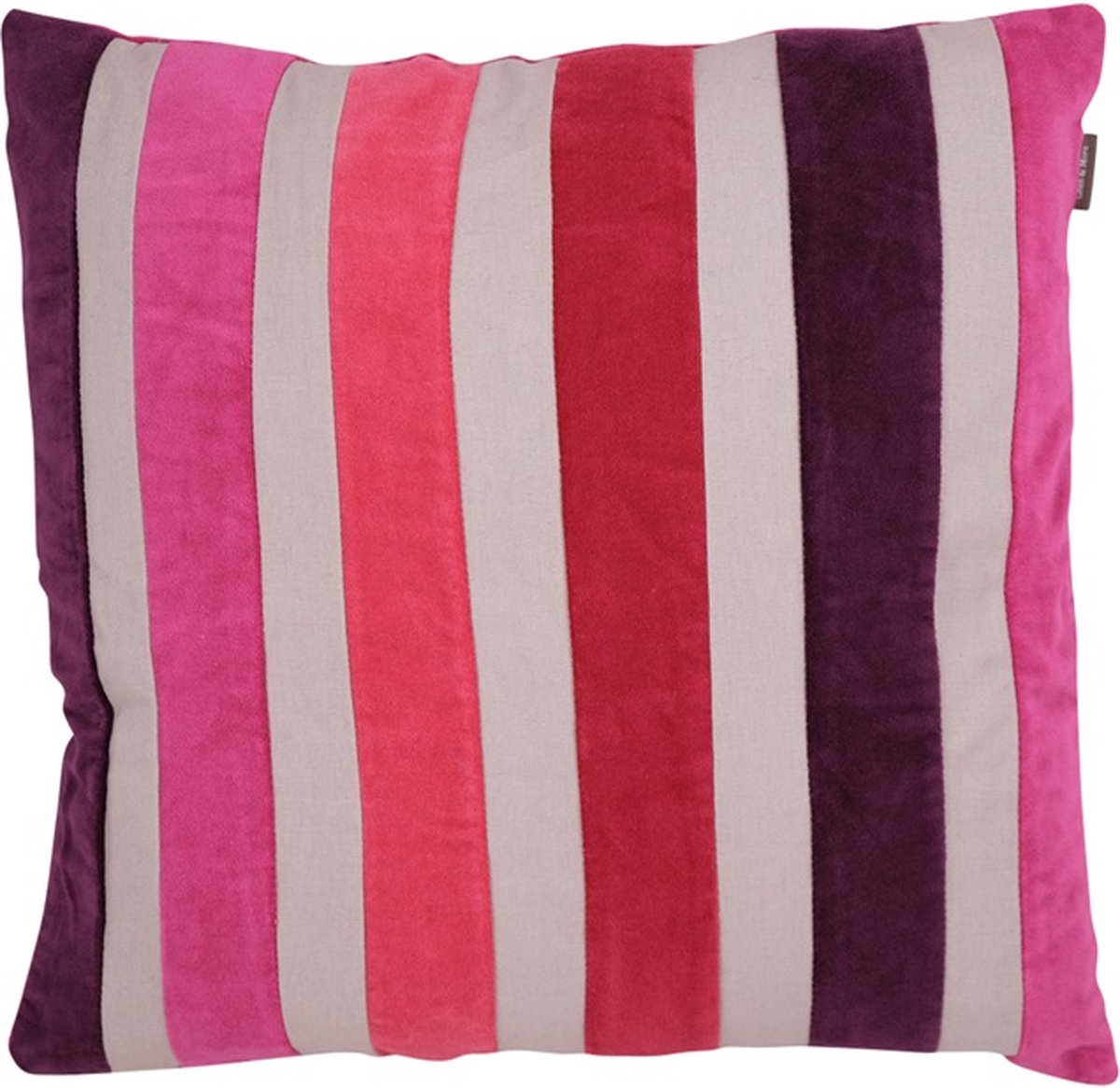 Linen & More Kussen Velvet Stripes Rood Multi | 45 X 45 | Sierkussen Voor Woonkamer Of Slaapkamer
