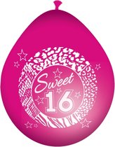 Folat Ballonnen - 8x - roze - latex - 30 cm - sweet 16 - verjaardagsballonnen