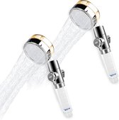EcoTornado - waterbesparende douchekop 2 Stuck Goud - Waterbesparende & drukverhogende douchekop - 360° draaibare handdouche - douchekop met antikalkfunctie - beschermt huid & haar