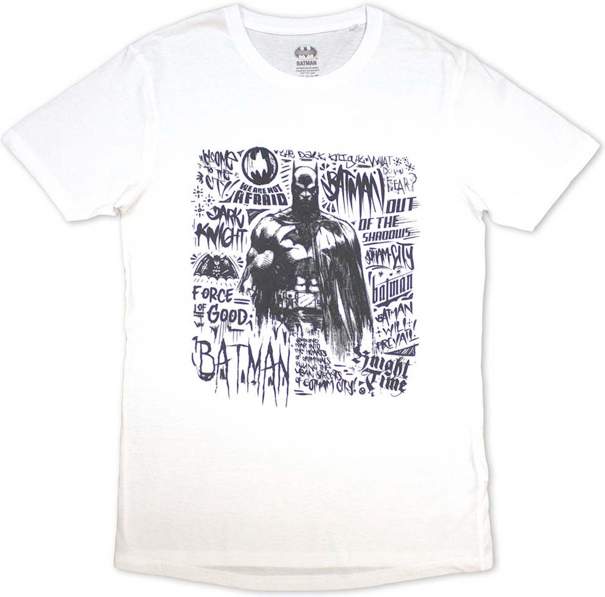 DC Comics Batman - Scribbler Heren T-shirt - S - Wit