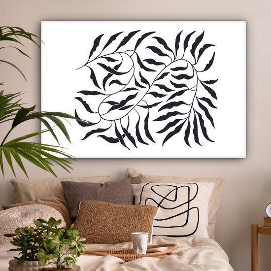 Peinture sur toile 150x100 cm - Décoration murale Feuilles - Plantes - Bohème - Wit - Abstrait - Décoration murale salon - Décoration chambre moderne - Tableaux abstraits