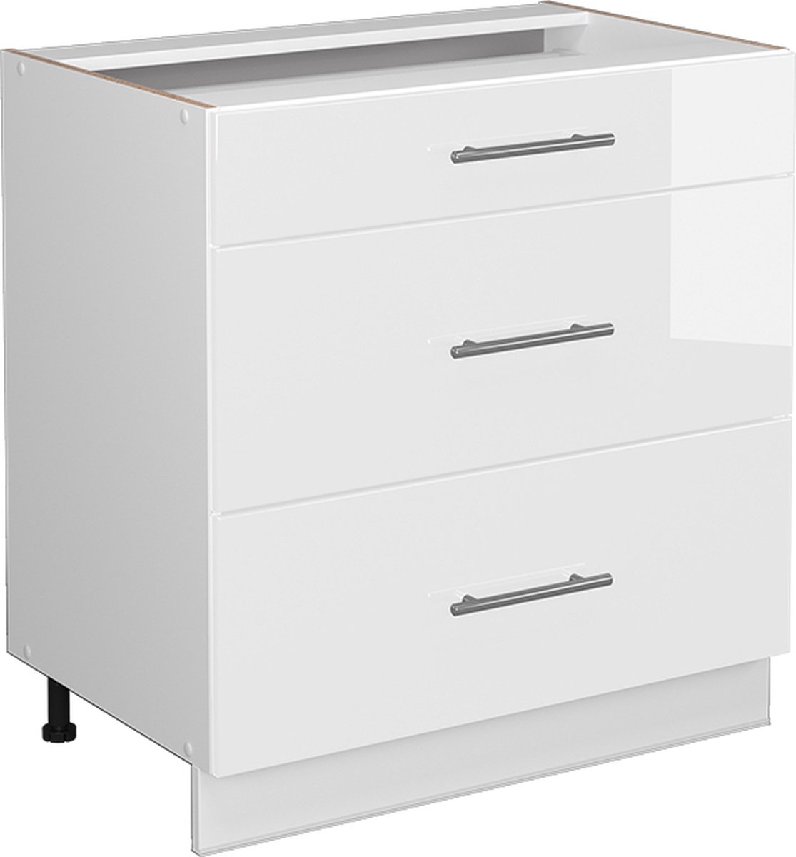 Vicco Fame-Line Keukenonderkast – 80 cm met 3 laden, WB Eik Wit Hoogglans