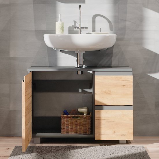 Vicco Meuble salle de bain J-Shape, Sonoma, 30x190cm | Leroy Merlin