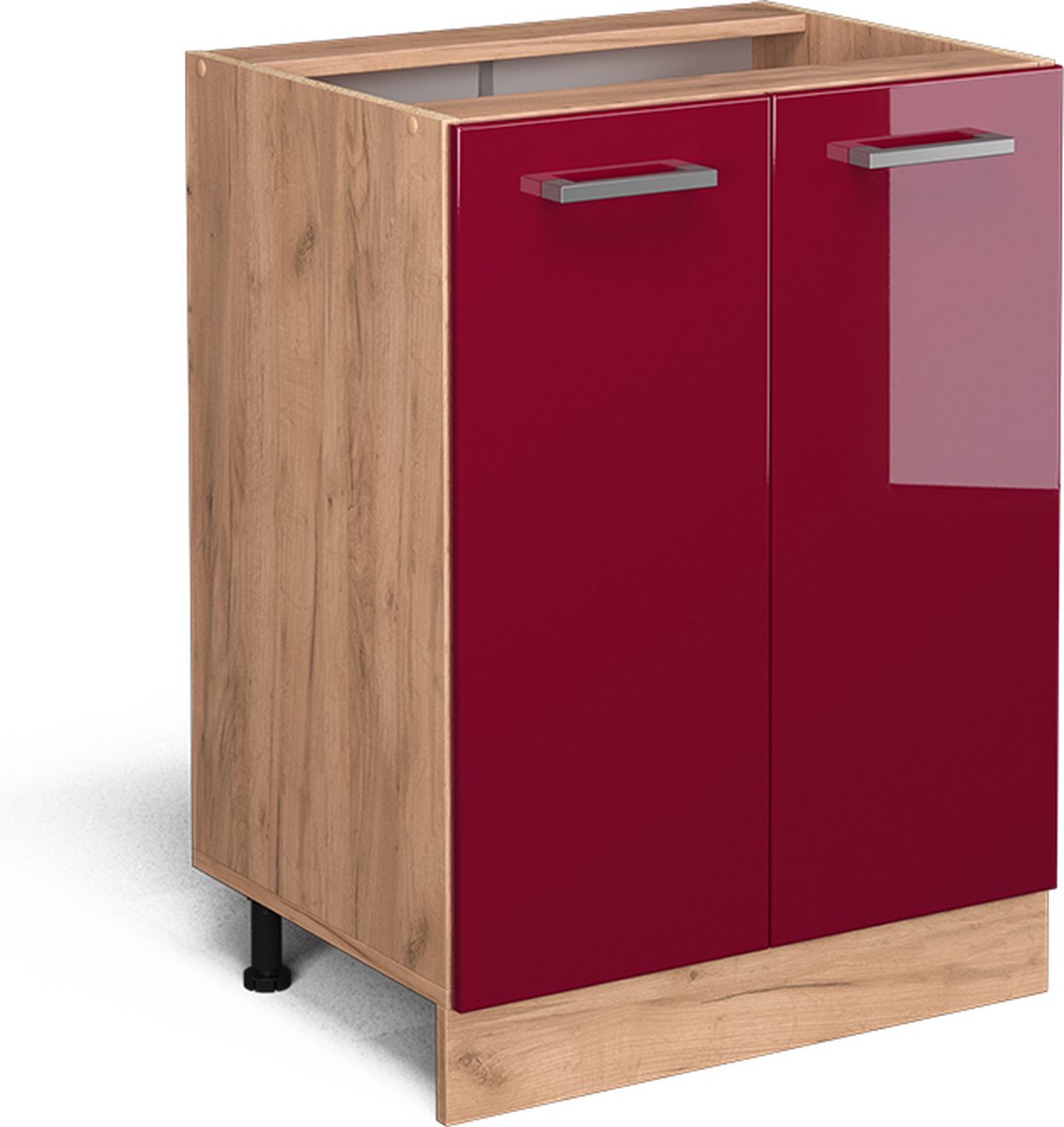 Vicco R-Line Keukenonderkast – 60 cm zonder werkblad Rode hoogglans Rode hoogglans/Goudkleurig Eiken