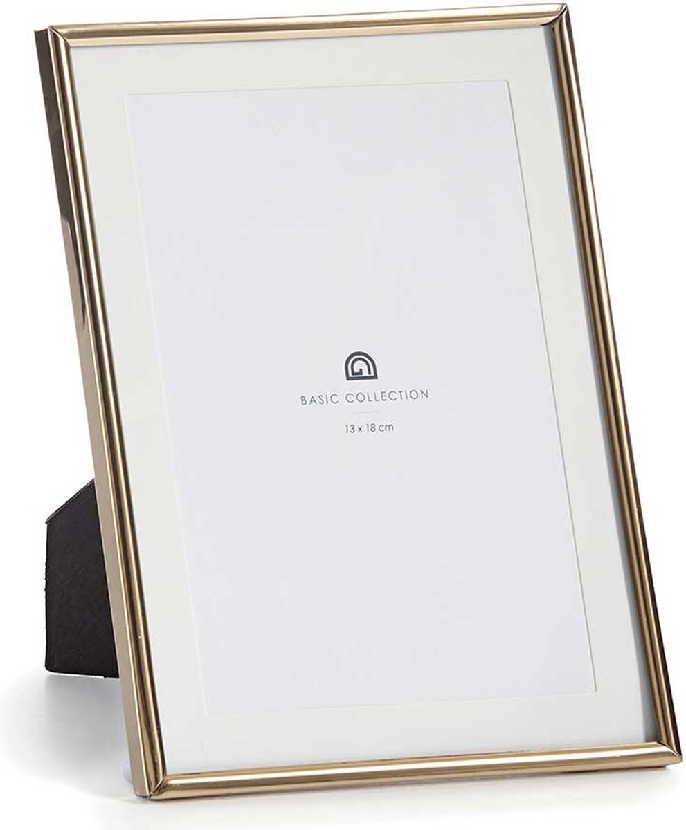 Giftdecor Fotolijstje voor 13 x 18 cm foto - goud - metaal - frame 15 x 20 cm - passe partout - staand/hangend