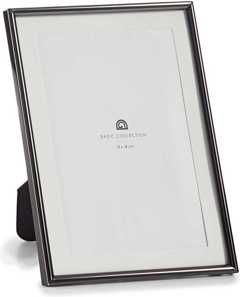 Giftdecor Fotolijstje voor 13 x 18 cm foto - zwart - metaal - frame 15 x 20 cm - passe partout - staand/hangend