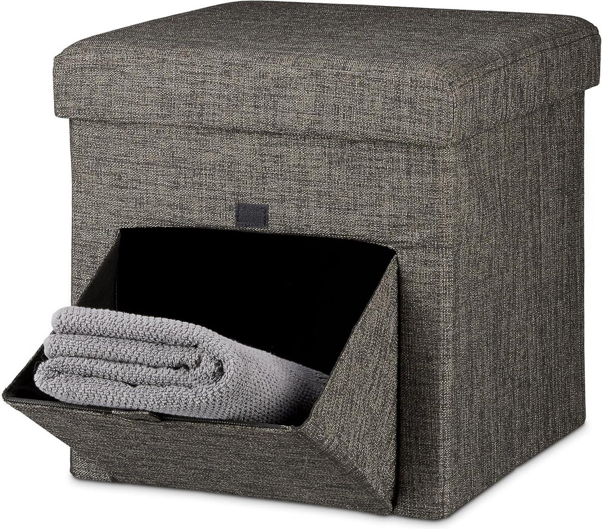 Opvouwbare poef met opbergruimte - stof voetenbank - moderne HBD 38 x 38 x 38 cm - bruin