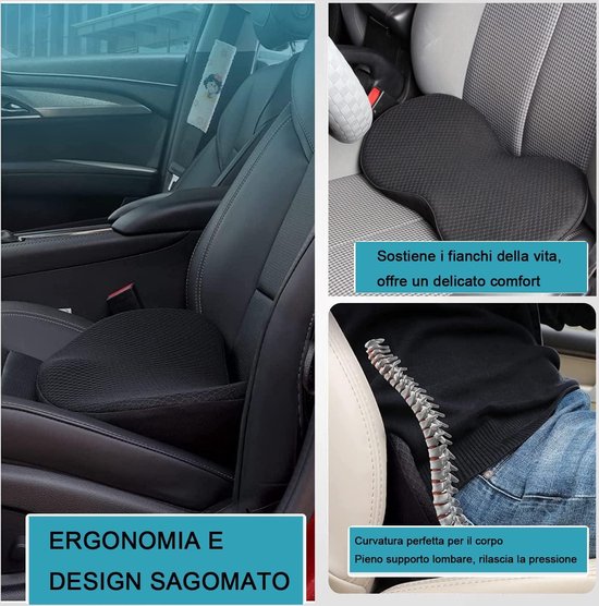 Coussin de siège de voiture universel, coussin en mousse à mémoire de forme pour soutien du dos, lavable et respirant, noir
