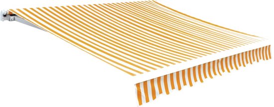 vidaXL Luifeldoek - Zonneblind - Luifeldoek 6x3 m canvas zonnebloemgeel en wit - Buitendecoratie - Tuindeco - Parasol