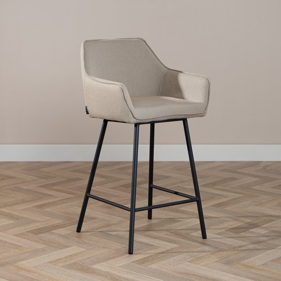 Foto: Bronx71 scandinavische barkruk andor gerecyclede stof taupe 65 78 cm