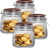 Urban Living Weckpot/pot de conservation - 4x - 1L - verre - dessus pivotant - couvercle en cuivre
