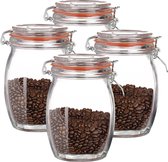 Urban Living Weck pot/pot de conserve - 4x - 1L - verre - couvercle pivotant - D10 x H17 cm
