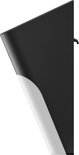 Zijaanzicht van de zwarte en witte Eufy Security solar wandlamp camera.