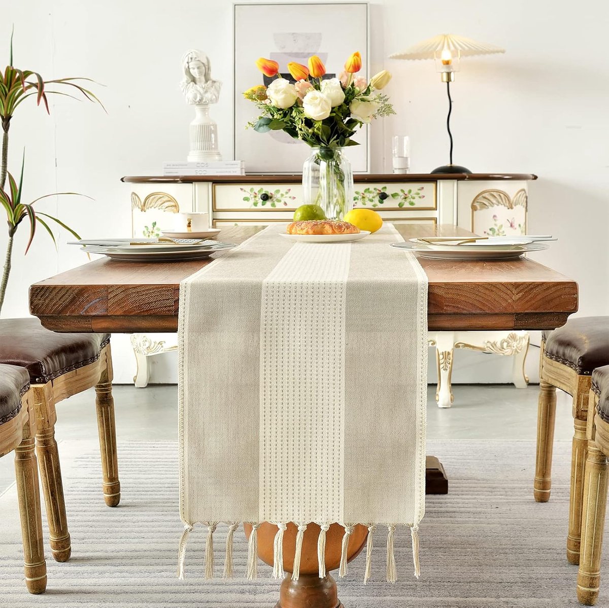 Macramé Tafelloper 30 X 274 Cm Tafelloper Beige Boho Jute Tafelloper Met Kwastjes Rechthoekig Voor Landhuisstijl Bruiloft Verjaardag Feestelijk Huis Keuken Koffie Tafel Decoratie