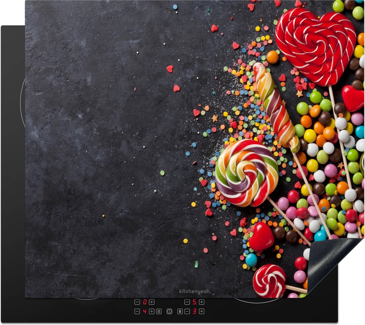 KitchenYeah® Inductie beschermer 58,3x51,3 cm - Snoep - Kleurrijk - Lolly - Afdekplaat voor kookplaat - Inductieplaat mat - Beschermingsmat - Beschermplaat - Keuken bescherm decoratie - Afdek kookplaten