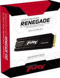 Kingston FURY Renegade 550 SSD met heatsink M.2 NVMe. Zwarte behuizing met rode accenten en witte tekst.